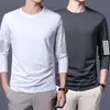 Camiseta masculina de manga comprida, estilo esportivo casual, gola redonda, camiseta de manga comprida estampada, camiseta masculina