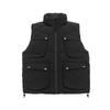 Chaleco de plumón con cuello multibolsillos de estilo japonés Ru-Meng para hombre y mujer, de invierno, de talla grande, cálido y grueso, informal.