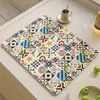 Alfombrilla Drenante de Barro Diatomeas Estilo Bohemio Alfombrilla para Encimera de Cocina Mesa Alfombrilla Resistente a Manchas Aislamiento Térmico Alfombrilla de Secado Antideslizante