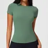 Top Casual Versátil de Color Sólido para Primavera y Verano, Ropa de Yoga con Sensación de Segunda Piel, Camiseta Deportiva de Manga Corta para Correr al Aire Libre y Pilates