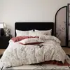 Nuevo juego de ropa de cama de cuatro piezas de gasa doble estampada, grado A, apto para bebés y madres, ropa de cama tejida estampada de doble capa para todas las estaciones