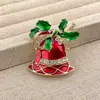 Broche Nuevo Europeo y Americano Serie de Regalos de Navidad Campana de Navidad con Diamantes de Goteo de Aceite Collar de Cadena Doble Capa Pin para Ropa Corsage