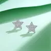 Pendientes de plata de ley S925 con moissanita transfronterizos, pendientes de lujo ligero con pentagrama totalmente incrustado de incrustación densa, venta al por mayor de fábrica de joyería de plata europea y americana