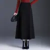 Falda midi larga de color liso para mujer, nuevo estilo otoño 2026, de cintura alta, que cubre la cadera, falda de paraguas fluida, falda de línea A, moderna