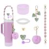 Juego de 7 piezas taza decorativa tapa de pajita juego de tazas cadena de taza ins serie de brujas fluorescentes colgante de llave colgante de bola de felpa