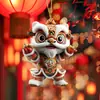 Estilo Chinês Criativo Tendência Dança do Leão 2D Plano Acrílico Carro Mochila Pingente Boneco Dança do Leão Chaveiro