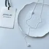 Collar Largo de Perlas de Plata de Ley S925 para Mujer Nicho de Gama Alta Lujo Accesible Elegante Versátil Cadena para Clavícula Nuevas Tendencias en Accesorios
