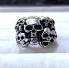 Anillo de Calavera Exagerado Dominante de Plata Tailandesa Retro Anillo Abierto Ajustable de Plata Tailandesa para Hombres Elegante Popular