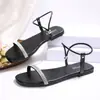 Nuevas Sandalias Planas de Moda de Verano para Mujer con Pedrería, Punta Abierta, Zapatos Cómodos para Mujer, Tallas Grandes 36-43