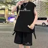 Nuevo traje deportivo de verano sin mangas para hombre, moderno, holgado, a la moda, talla grande, conjunto versátil de dos piezas con camiseta sin mangas