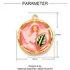 Estilo Pintura al Óleo Jardín de Monet Acero de Titanio Accesorios para Pendientes DIY Mujeres Mariposas Flores Joyería de Acero Inoxidable Colgante de Collar
