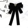 Gravata Borboleta Feminina Laço Grande Estilo Pequeno Fragrante Veludo Borgonha Broche Versátil Acessórios de Vestuário Preppy Preto