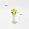 Buquê de Rosa Esmaltada Zibo Mini Arranjo de Flores Artificiais de Vidro Decoração de Mesa Artesanato Presente de Dia dos Namorados