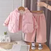 Conjunto de outono e inverno para meninas com forro de fleece e espessado, conjunto de três peças de colete quente de inverno para bebês, roupas para bebês e crianças, dropshipping disponível