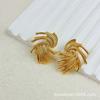 Pendientes de Botón de Lujo Ligero Estilo Hong Kong Vintage de Alta Gama Fuego Artificial Dorado Vintage Personalizados Moda Agujas de Plata 925