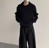 Suéter de Punto con Capucha Estilo Casual Calle Color Sólido Tendencia Retro Japonés Estilo Perezoso Manga Larga para Hombre