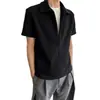 Camisa Polo de Estilo Americano Falsa de Dos Piezas con Cremallera Manga Corta para Hombre, Verano, Peso Pesado, Cuello Solapa, Hombro Normal, Camiseta, Top de Media Manga