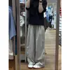 Pantalones Cargo Grises Talla Grande 150 kg para Mujer Primavera y Verano Delgados de Cintura Alta Pierna Ancha Holgados Casuales Rectos
