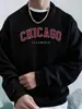Sudadera para Hombre Chicago Illinois Estampado Creativo Cuello Redondo Lana Superior Bolsillo Lateral Sudadera
