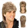 Peluca para hombre europea y americana, estilo punk, de moda, dorada, estilo punk, de cabello medio largo, disponible en stock, una pieza al por mayor.