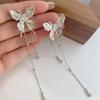 Brincos de Metal Borboleta com Franja de Zircônia para Mulheres Design de Nicho Ins Celebridade da Internet Brincos Delicados