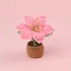 Plantas de lirio en maceta de punto de ganchillo hechas a mano, flores artificiales tejidas, adornos de flores de hilo al por mayor