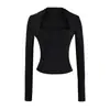 Atacado de Roupas Femininas Transfronteiriças Estilo Europeu e Americano Sexy Sexy Decote Quadrado Falso Duas Peças Sexy Slim Cobertura de Ombro Top Interno Manga Longa