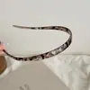 Grampo de cabelo com estampa de leopardo elegante estilo coreano, arco de cabelo feminino, cabelo sensível à pressão de alta qualidade, faixa de cabeça com bordas finas, dentada, antiderrapante, para o verão