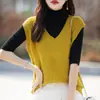 26 Primavera Nuevo Estilo Chaleco de Punto sin Mangas de Algodón Puro de Tres Hilos Escote en V Calado Chaleco en Capas Chaleco Holgado Casual para Mujer