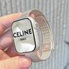 Adecuado para Bandas de Apple Watch Iwatchs12/11 Acero Inoxidable Metal Malla de Espiga de Trigo Hebilla Magnética Banda de Reloj para Mujer