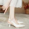 Mules de Punta para Mujer Europeas y Americanas Verano Nuevo Estilo Lazo Francés Tacones de Aguja Sexy con Faldas y Sandalias con Puntera