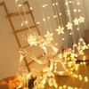 Cortina de luces LED navideñas con iluminación de estrellas para dormitorio, decoración navideña