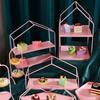 Decoración de mesa de postres, mesa de comida fría, mesa de descanso para el té, bandeja de mesa, soporte de exhibición, jaula de hierro para pájaros, soporte para merienda de té de la tarde, soporte para pasteles