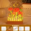 Luz de Noche para Pintura en Vidrio Tulipán Atmósfera Onda de Agua Tablero Acrílico Transparente Decoración de Pintura Lámpara Pequeña de Escritorio