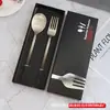 Cuchillo y Tenedor de Mango Cuadrado 304, Cuchillo, Tenedor y Cuchara para Comida Occidental de Acero Inoxidable Chapado en Oro, Vajilla de Hotel Cinco Estrellas, Juego de Cuchillo, Tenedor y Cuchara 304