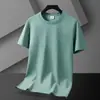 Camiseta de Manga Corta de Color Sólido de Seda de Hielo Delgada de Verano para Hombre Estilo Coreano Talla Grande Informal Deportiva al Aire Libre Top de Media Manga