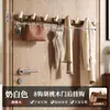 Perchero de madera de nogal para colgar en la puerta, estante de almacenamiento para entrada montado en la pared, instalación sin taladro, ganchos de alta resistencia, ganchos adhesivos