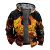 2024 transfronterizo nuevo Halloween forro polar engrosado doble forro terciopelo grueso acolchado de algodón chaqueta cremallera bolsa para excavar chaqueta acolchada de algodón cálida