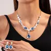 Conjunto de Brincos Pendentes Gota de Diamante Colar Estilo Palácio Retrô Corrente para Clavícula Luxo Acessível Colar Elegante de Alta Qualidade para Mulheres