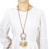 Collar de borlas de plumas retro estilo europeo y americano accesorios redondos atrapasueños cadena larga para suéter nuevo collar transfronterizo venta al por mayor