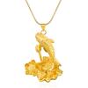 Colgante de carpa Loto de oro duro 3D chapado en oro rico Viento Nacional Peces juegan Colgante de loto colgante chapado en oro al por mayor