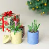 Pote de Armazenamento Cilíndrico de Natal com Relevo de Árvore, Alce, Floco de Neve, Molde de Silicone para Vela de Gesso Aromaterapia DIY