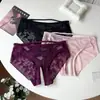 Calcinha Feminina de Renda Borboleta Puramente Sedutora, Alta Elasticidade, Transparente, Fundo Aberto, Tiras Finas, Design Vazado, Calcinha Triângulo de Alta Elasticidade Sem Costura para Mulheres