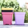 Macetas cuadradas mini pequeñas para suculentas, macetas de plástico de alta calidad, macetas pequeñas de resina coloridas simples para plántulas flores al por mayor