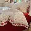 Juego de cuatro piezas estilo francés de encaje de algodón completo tipo A ins jacquard estilo coreano estilo princesa sábana de algodón puro funda de edredón dormitorio tres piezas