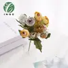 Buquê Pequeno de Hortênsia Rosa Chá Estilo Europeu, Flores de Seda Estilo Pastoral, Flores Artificiais para Casa, Sala de Estar, Café, Decoração de Mesa de Jantar