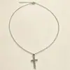 Cadena de clavícula cruzada de diamantes completos estilo europeo y americano, cadena fina versátil hip-hop de nicho de Instagram, adecuada para el uso diario y para superponer, accesorio popular en línea