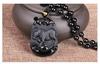 Collar con colgante mediano de obsidiana de imitación color hielo con el símbolo del zodíaco chino de los 12 años, cadena de suéter de obsidiana para hombres y mujeres.