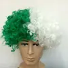 Pelucas de aficionados de Pakistán verde y blanco bicolor fiesta Carnaval Festival pelucas Yiwu fabricantes sets de pelo