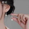 Xigu E1869 Plata S925 Diamante Perla Gancho para la Oreja para Mujer Retro Lujo Accesible Aretes Redondos Elegantes de Alta Gama Aretes